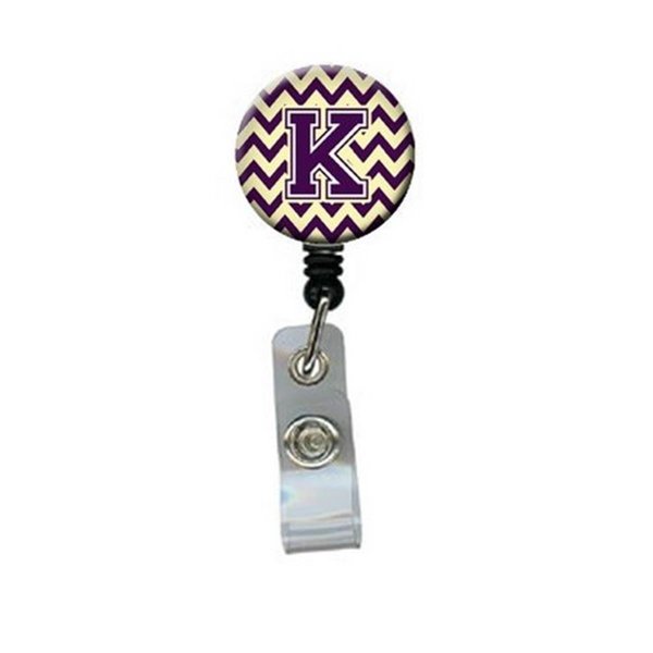 Teachers Aid Letter K Chevron Purple & Gold Retractable Badge Reel5 x 1 x 2 in. TE951351